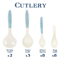 74 Pieces Double Glaze Melamine Glorious Dinnerware Set [8 Person Serving]