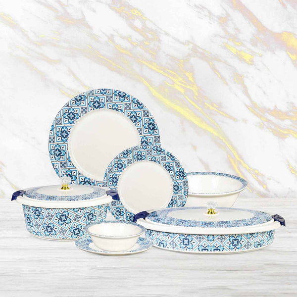 74 Pieces Double Glaze Melamine Glorious Dinnerware Set [8 Person Serving] G-01