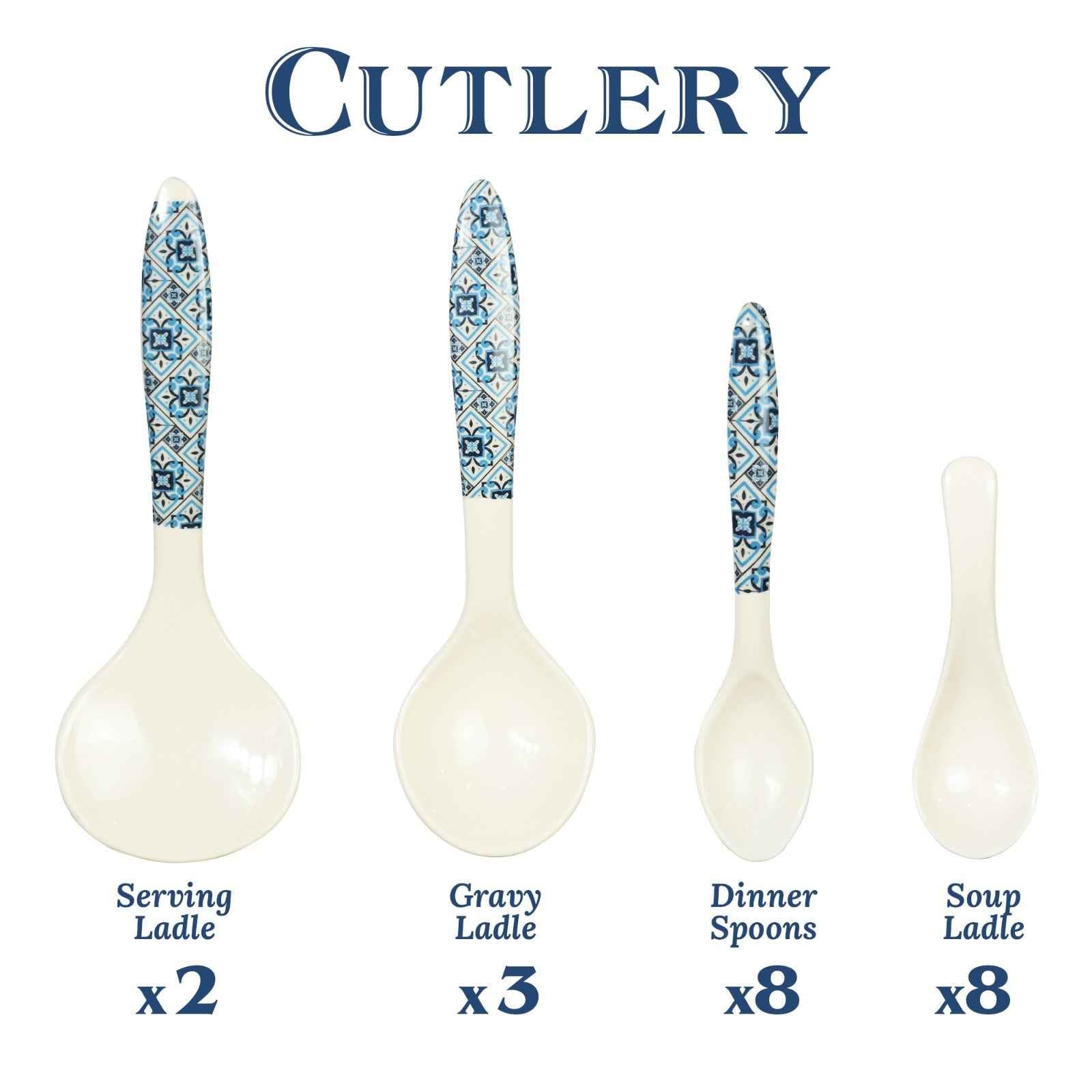 74 Pieces Double Glaze Melamine Glorious Dinnerware Set [8 Person Serving]