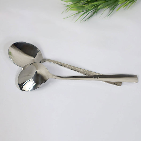 Set of 2 -  Stainless Steel Donga/Curry/Salan Serving Spoons - 14 Gauged