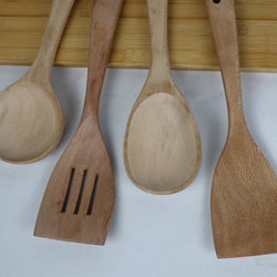 4 Piece Smart Wooden Cooking Utensils Set of Spoons for Non-Stick Cookware