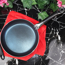 Mirror Polish Aluminum Steno Frying Pan inside Marble Coat - Maroon