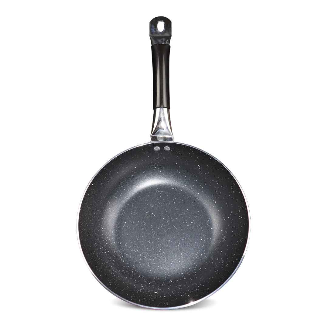 Black Mirror Polish Steno Deep Wok Frying Pan inside Marble Coat - Skcookware