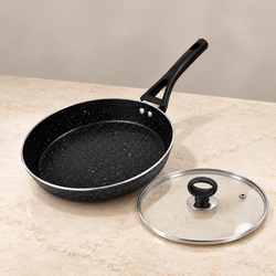 24cm Non Stick Marble Coated Signature Frypan with Glass Lid