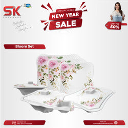 64 Pieces Melamine Single Glaze Bloom Dinnerware Set - 308