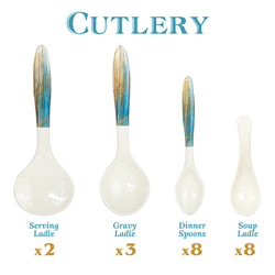 74 Pieces Double Glaze Melamine Glorious Dinnerware Set [8 Person Serving]
