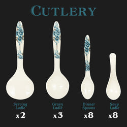74 Pieces Double Glaze Melamine Glorious Dinnerware Set [8 Person Serving]