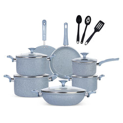 15 Pieces Marble Coated Gift Pack Daisy Light Cookware Set - Skcookware
