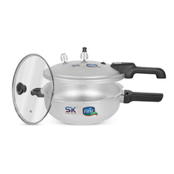 Emerald 2-in-1 Anodized Wok Pressure Cooker Free Glass Lid Separated Image - Sk Cookware