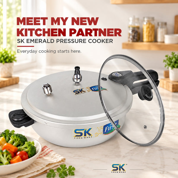 Emerald 2-in-1 Anodized Wok Pressure Cooker Free Glass Lid