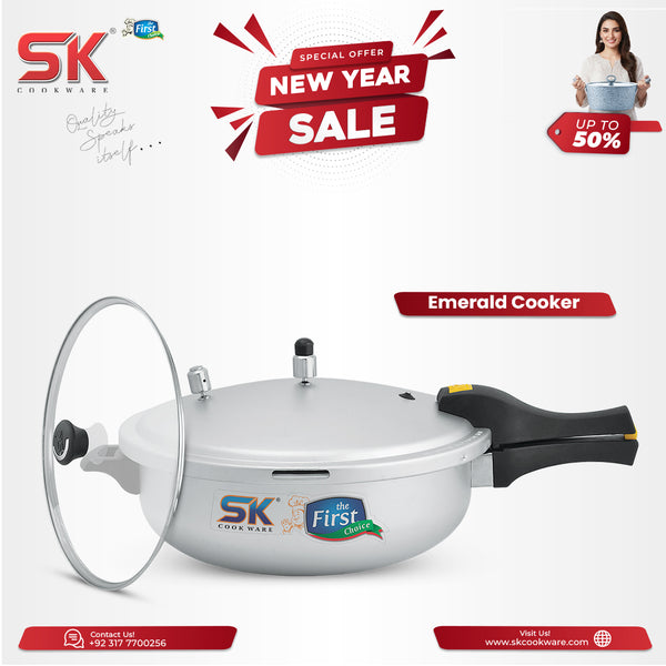 Emerald 2-in-1 Anodized Wok Pressure Cooker Free Glass Lid