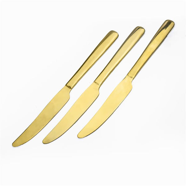 3 Piece Stainless Steel Golden Table Knife Set