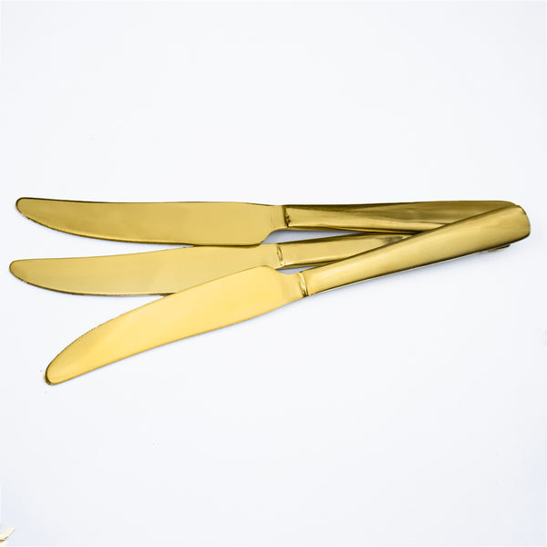 3 Piece Stainless Steel Golden Table Knife Set