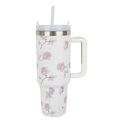 Insulated Stainless Steel Tumbler with Handle & Straw - Sk Cookware