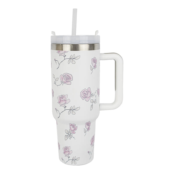 Insulated Stainless Steel Tumbler with Handle & Straw - Sk Cookware
