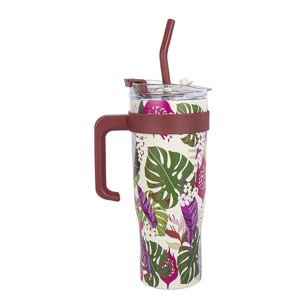 Insulated Stainless Steel Tumbler with Handle & Straw  B20 Sk Cookware
