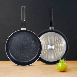 28cm Non Stick Marble Coated Induction Based Royal Frying Pan - Black