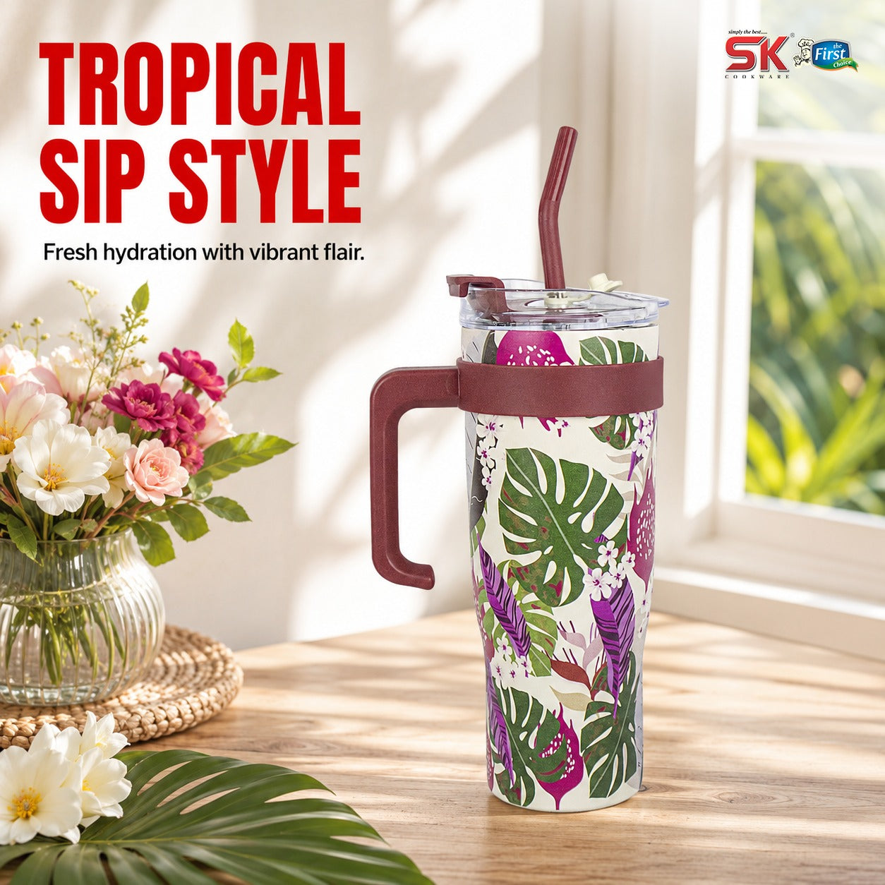 Main Thumbnail Insulated Stainless Steel Tumbler with Handle & Straw  B20  - Sk Cookware