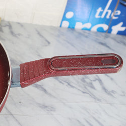 Non Stick Marble Coated Royal Frypan with Glass Lid - Red