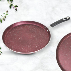 33cm Marble Coated Hot Plate/Pizza Pan - Maroon