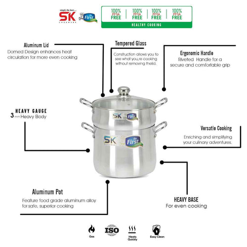 Aluminum Metal Finish Couscousera Steamer - Skcookware