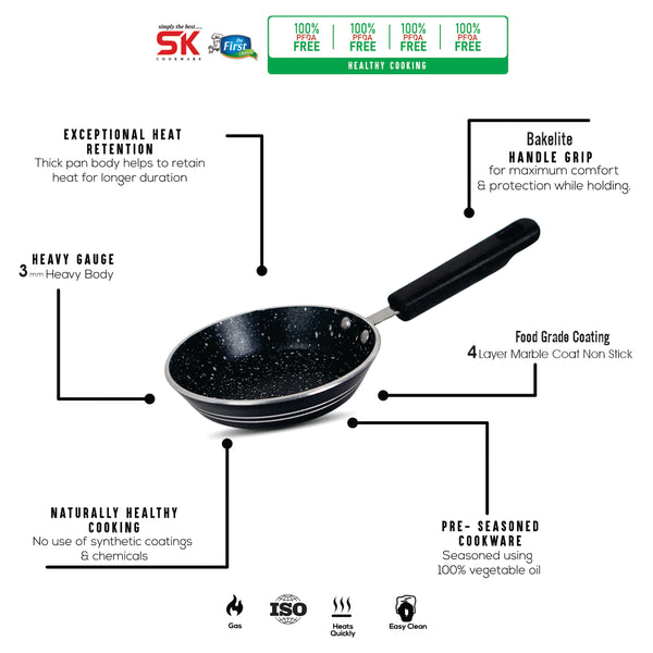 Mini Black One Egg Non Stick Marble Coated Frying Pan - skcookware