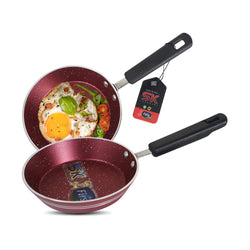 Mini Maroon One Egg Non Stick Marble Coated Frying Pan