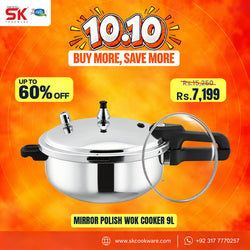2 in 1 Mirror Polish Wok Pressure Cooker with Free Glass Lid