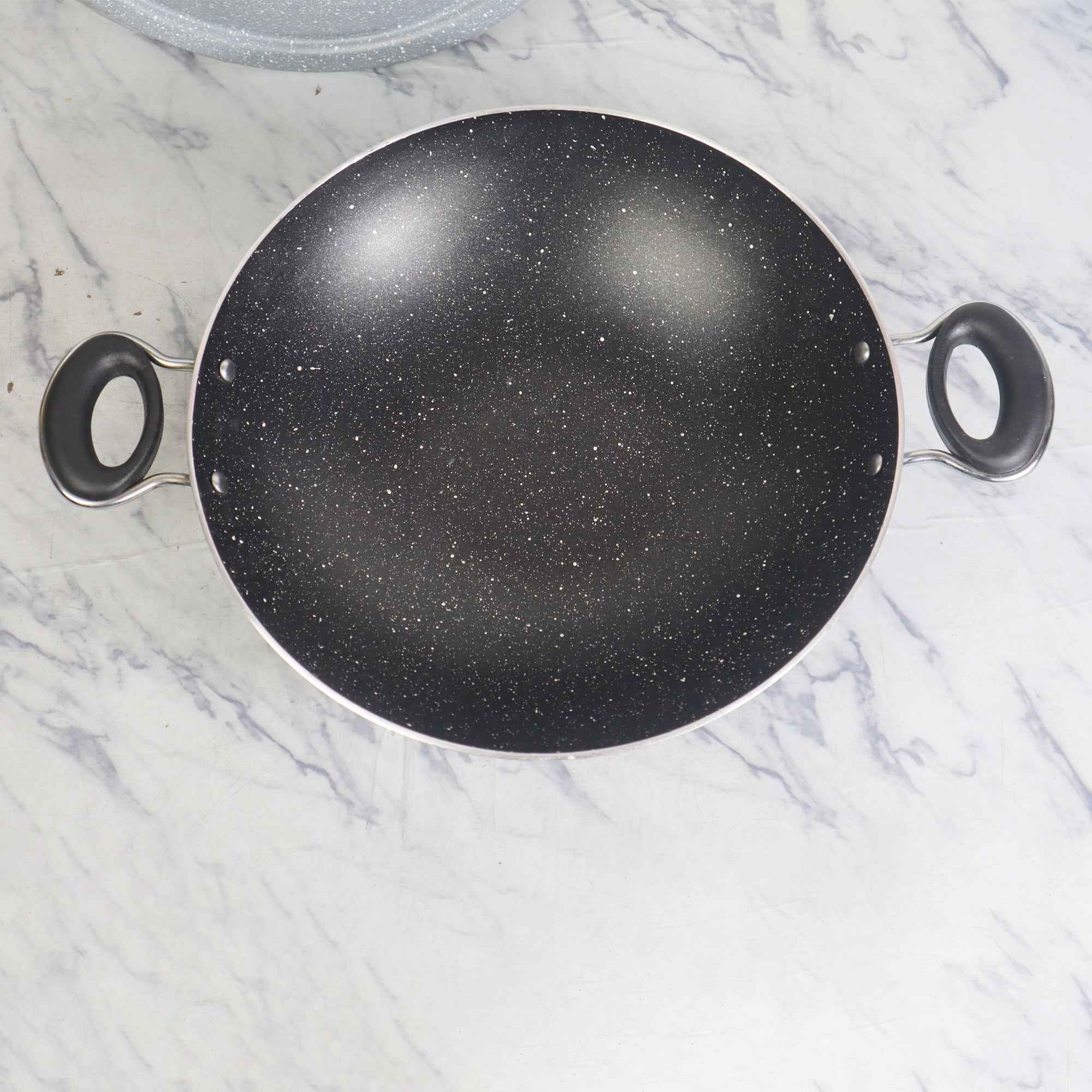 Non Stick Marble Coated Queen Wok - Grey