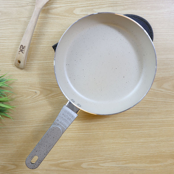 Non Stick Marble Coated Royal Frying Pan - Off White