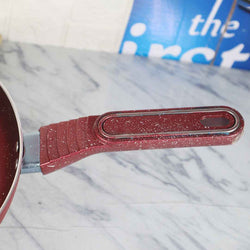 Non Stick Marble Coated Royal Frypan with Glass Lid - Red - Skcookware