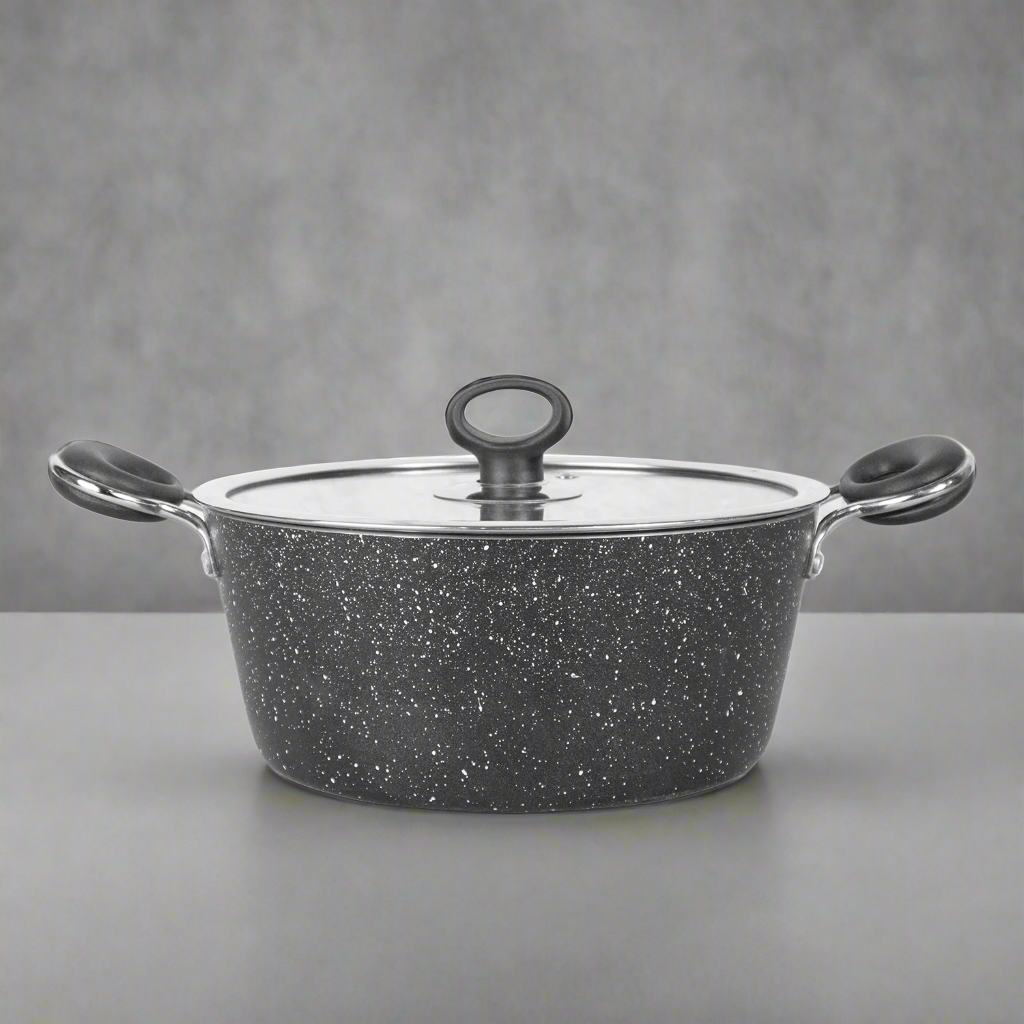 Non Stick Marble Coated Signature Casserole (Daigchi/Baigona) - Black - Skcookware