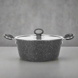 Non Stick Marble Coated Signature Casserole (Daigchi/Baigona) - Black - Skcookware