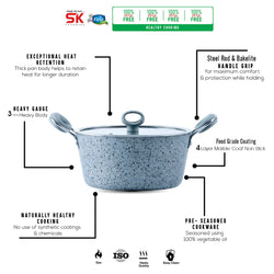 Non Stick Marble Coated Signature Casserole (Daigchi/Baigona) - Grey - skcookware