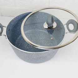 Non Stick Marble Coated Signature Casserole (Daigchi/Baigona) with Glass Lid - Grey