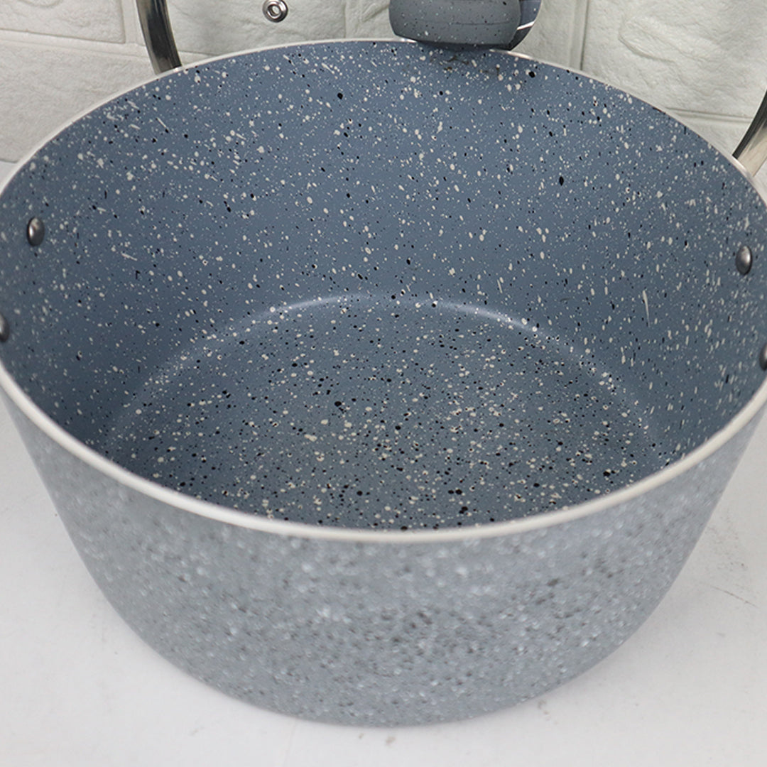 Non Stick Marble Coated Signature Casserole (Daigchi/Baigona) with Glass Lid - Grey