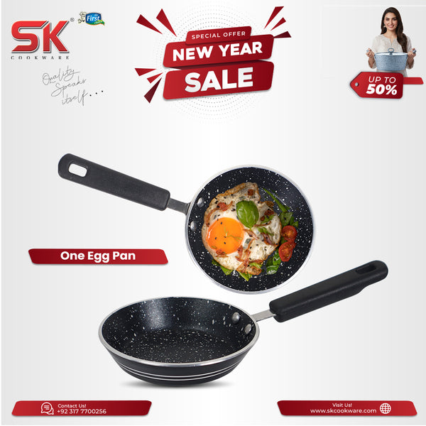 Non Stick Marble Coated Mini One Egg Frying Pan [Random Color]