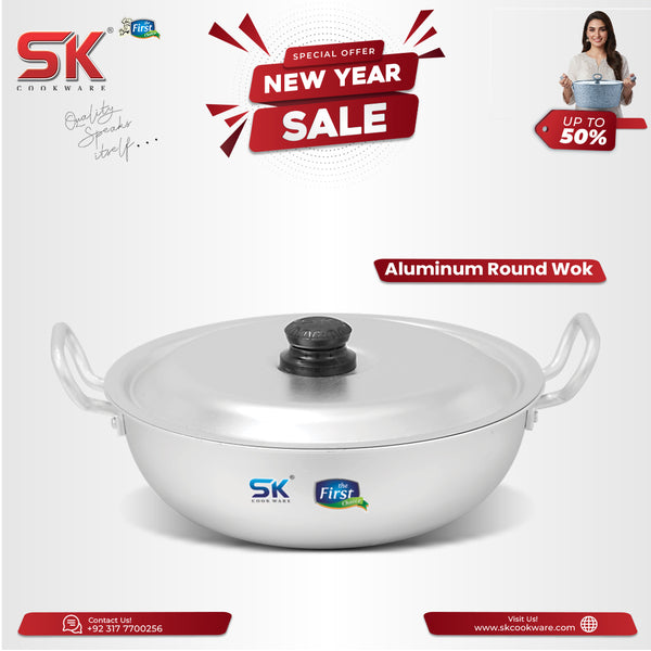 Aluminum Heavy Gauged Anodized Round Wok