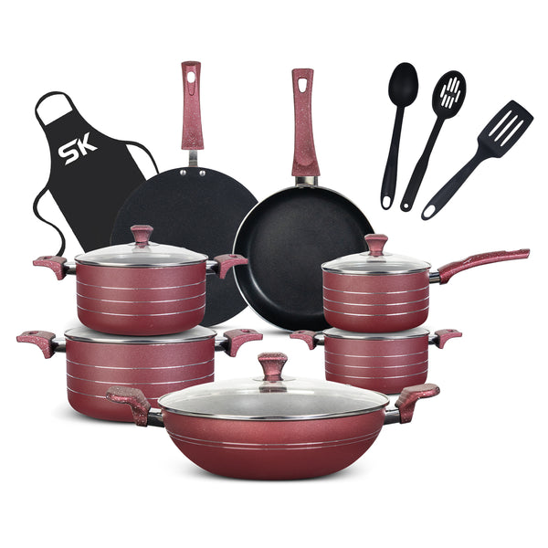 17 Pieces Non-Stick Tulip Gift Pack Set Off Maroon & Black