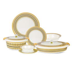 74 Pieces Double Glaze Melamine Glorious Dinnerware Set [8 Person Serving]