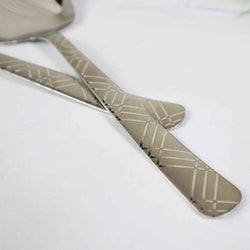 Set of 2 - Stainless Steel Designed Rice Spoons - 14 Gauged - Skcookware