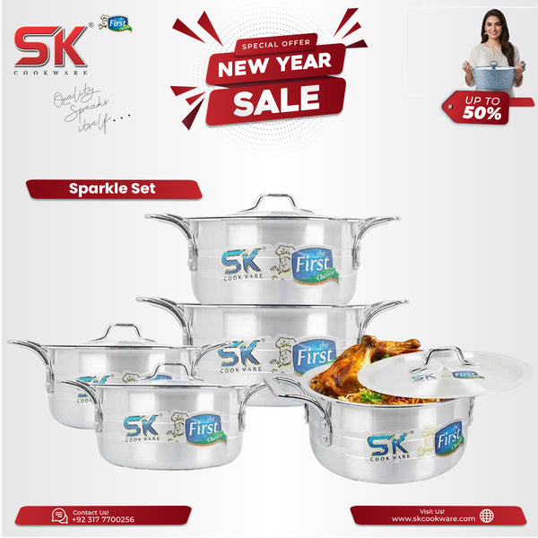 10 Pieces Heavy Gauged Metal Finish Sparkle Casserole Set 2/6