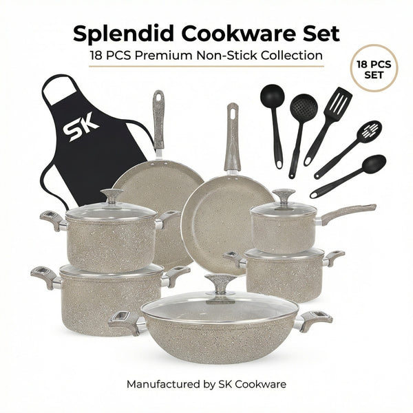 Splendid Cookware Set 18 Pcs Premium Non-Stick Collection - Sk Cookware