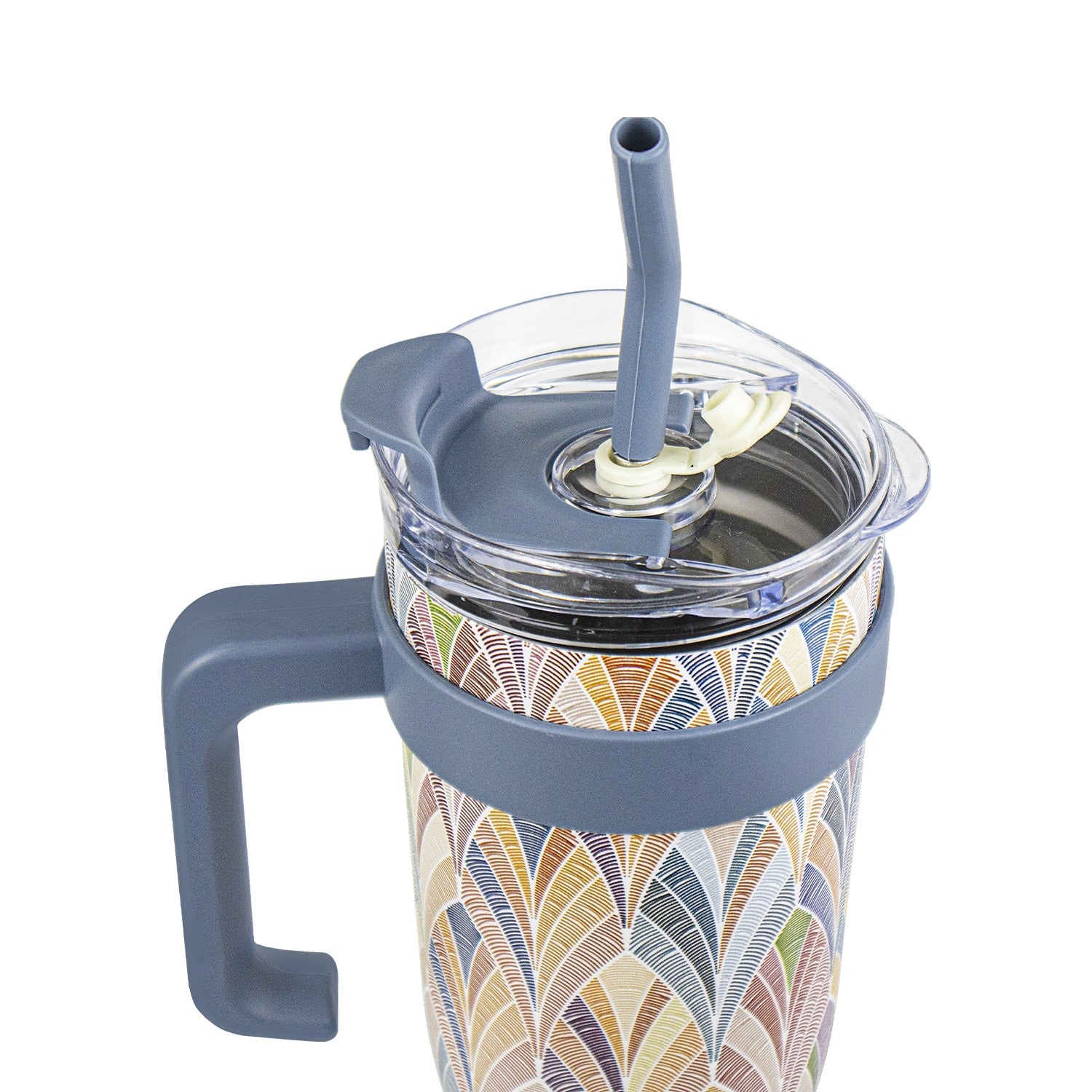 Top View Insulated Stainless Steel Tumbler with Handle & Straw  B15 Sk Cookware