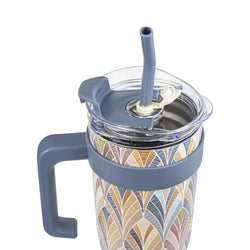 Top View Insulated Stainless Steel Tumbler with Handle & Straw  B15 Sk Cookware