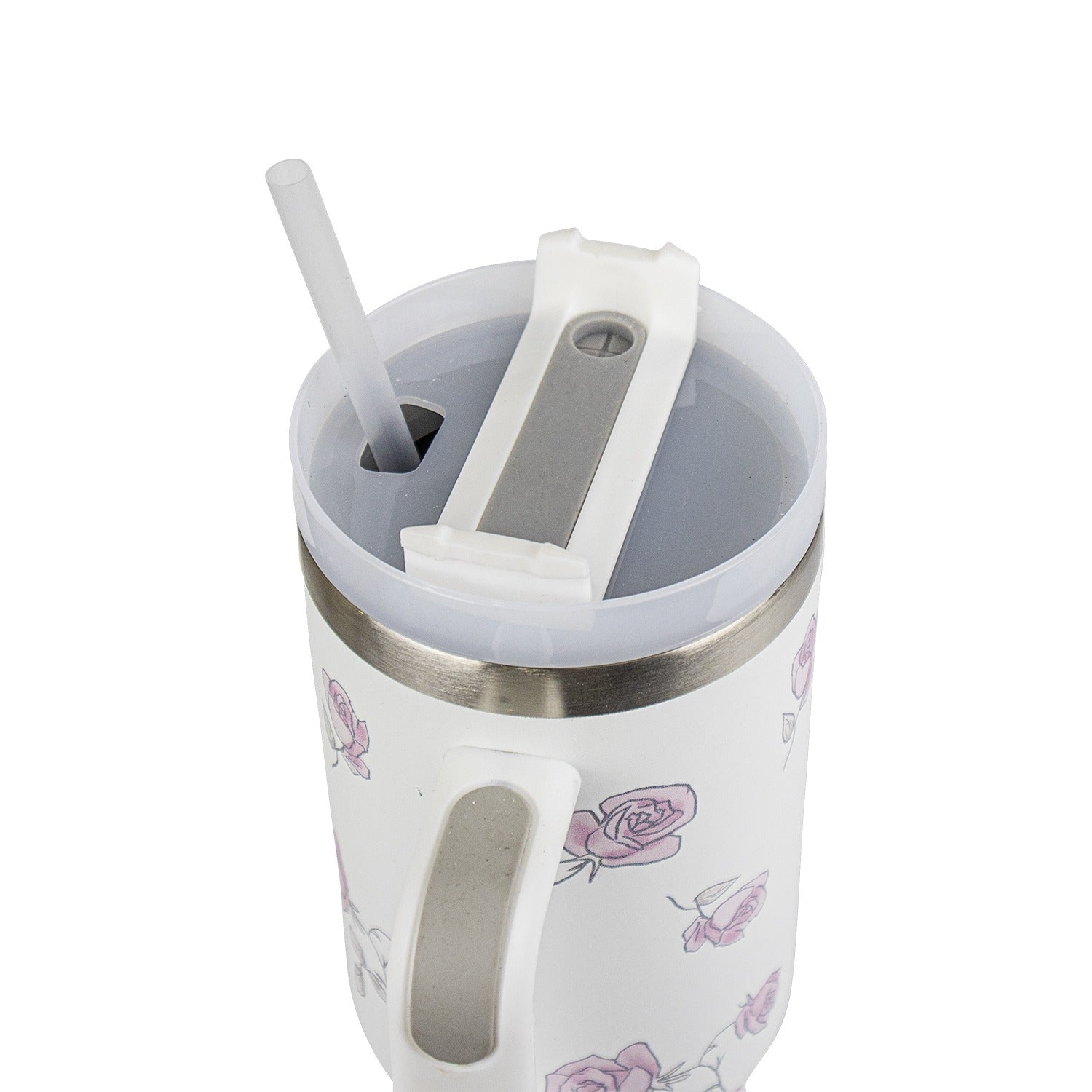 Top View Insulated Stainless Steel Tumbler with Handle & Straw  B16 Sk Cookware