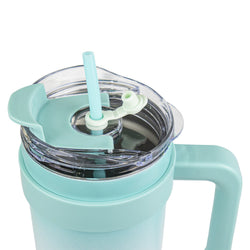 Top View Insulated Stainless Steel Tumbler with Handle & Straw B17 Sk Cookware