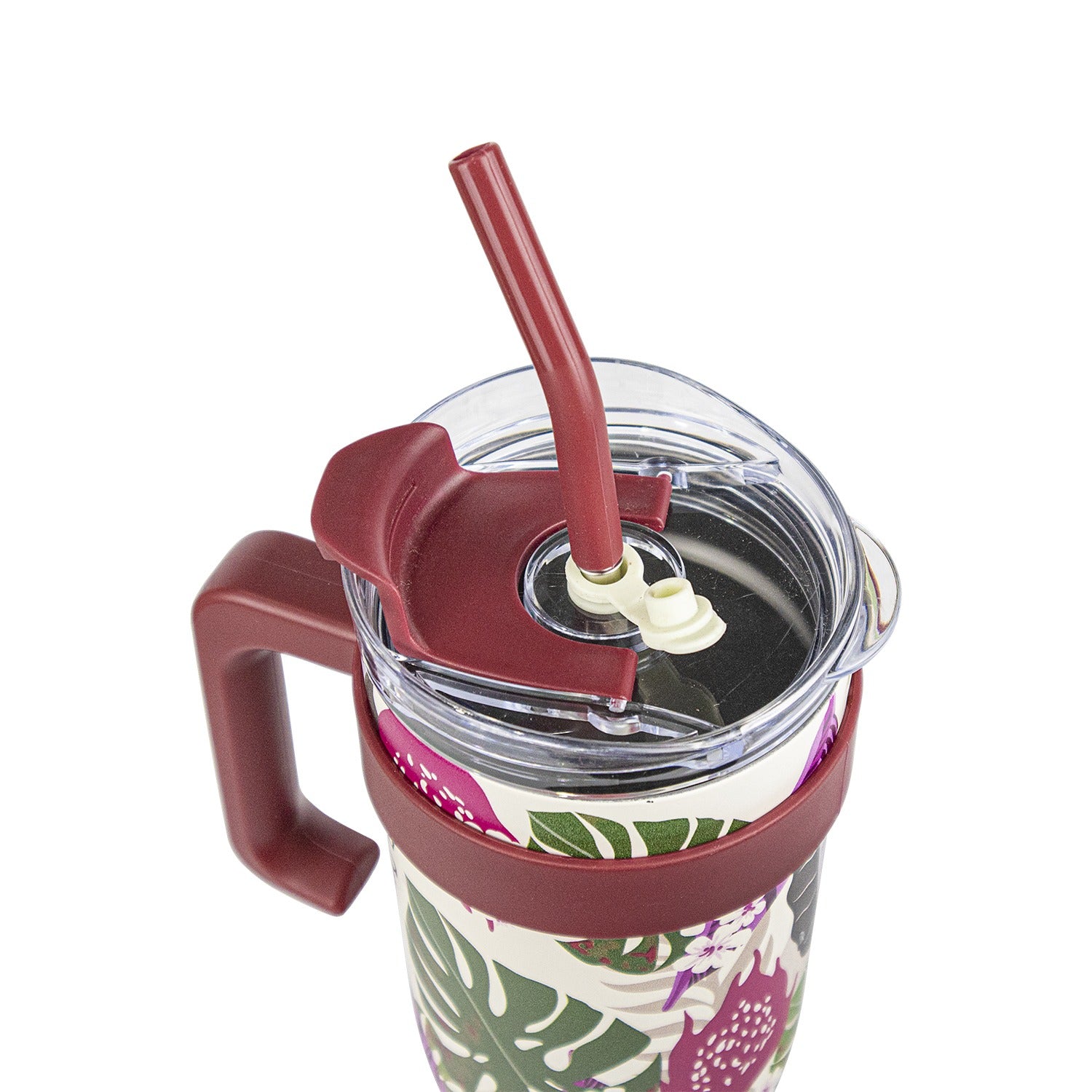 Top View Insulated Stainless Steel Tumbler with Handle & Straw  B20 - Sk Cookware
