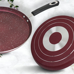 33cm Marble Coated Hot Plate/Pizza Pan - Maroon