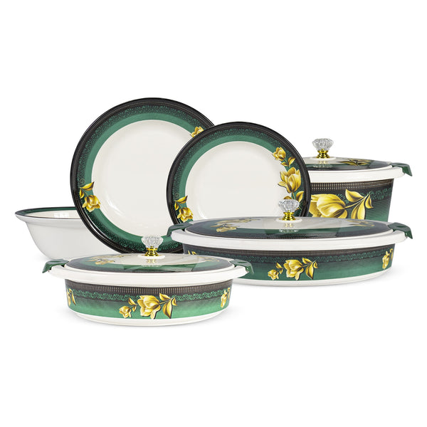74 Pieces Double Glaze Melamine Glorious Dinnerware Set [8 Person Serving] - G-08
